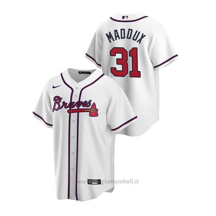 Maglia Baseball Uomo Atlanta Braves Greg Maddux 2020 Replica Primera Bianco